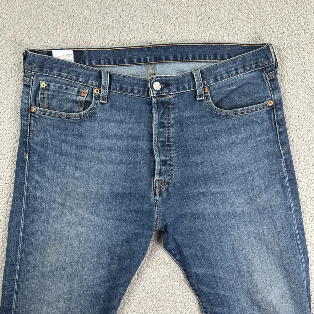 Levi's 501 Original Button Fly Jeans Men 36x30 Blue Straight Leg Stretch Cowboy